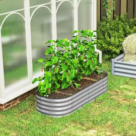 Outsunny Hochbeet Metall 150 x 62 x 30 cm Silber