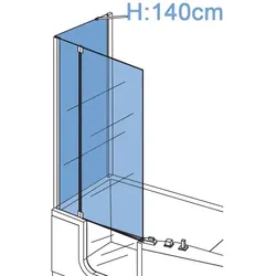 mit Glasabtrennung für Front und Seite (Höhe 140cm)