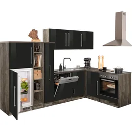 kochstation Winkelküche L-Form KS-Samos 290 cm schwarz
