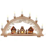 Dekohelden24 Schwibbogen Buchenholz Weihnachtsbäckerei, 10 flammig, Breite 57 cm x Tiefe 9 cm x Höhe 38 cm