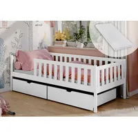 Kids Collective Kinderbett 90x200 mit zwei Schubladen, Rausfallschutz, Lattenrost