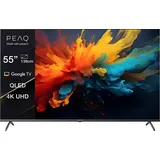 PEAQ PTV 55GQU-5024 55" Google QLED UHD TV (Flat, 55 Zoll / 139 cm, 4K, SMART TV, TV)