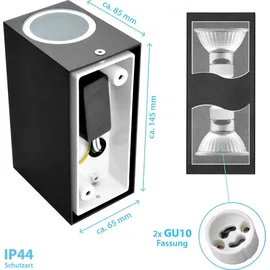Maxkomfort GmbH Außenleuchte Aluminium Edelstahl 1268 2x GU10 Schwarz