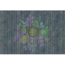 Fototapete LIVING WALLS "Walls by Patel Spray Bouquet 2", blau (blau, grün), B:4m L:2,7m, Vlies, Tapeten, Vlies, Wand, Schräge