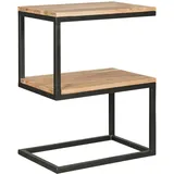 FineBuy Beistelltisch S-Form Beige Akazie 45 x 60 x 30 cm