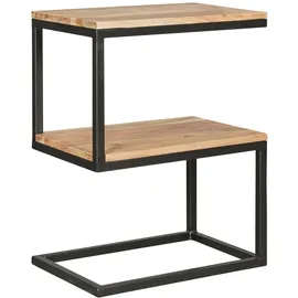 FineBuy Beistelltisch S-Form Beige Akazie 45 x 60 x 30 cm