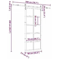 vidaXL Schiebetür Braun 90 x 208 cm Massives Kiefernholz