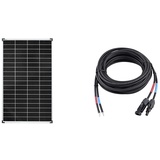 enjoy solar Monokristallines Solar panel deal für Wohnmobil, Gartenhäuse, Boot (Mono 140W)& 4mm2 Profi-Verbindungskabel Solarmodul zu Solarladeregler Anschlusskabel 5m