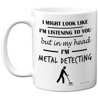 Stuff4 Metalldetektor-Geschenke – in My Head I'm Metal Detecting – lustige Metalldetektor-Enthusiasten, Geschenk, 325 ml, Keramik, spülmaschinenfest, Premium-Tasse