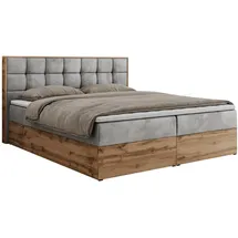 MKS Meble MKS Boxbett, Hellgrau, Holz, 2-Sitzer, H3, 7-Zonen, Rechteckig, 160x200 cm, Schlafzimmer, Betten, Boxspringbetten