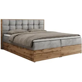 MKS Meble MKS Boxbett, Hellgrau, Holz, 2-Sitzer, H3, 7-Zonen, Rechteckig, 160x200 cm, Schlafzimmer, Betten, Boxspringbetten