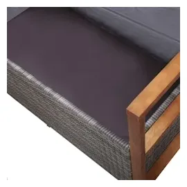 vidaXL Bank mit Stauraum 115 cm Poly Rattan Massivholz Akazie Grau