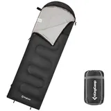 KingCamp Decken Schlafsack Oasis 250 Sommer Camping Outdoor 2,2m Lang&Breit -3°C Black - Zipper R
