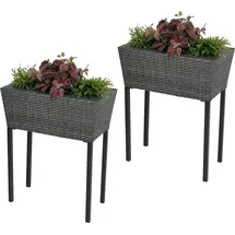 Harms DS Hochbeet, Rattan-Optik, 2er Set, Pflanzkasten