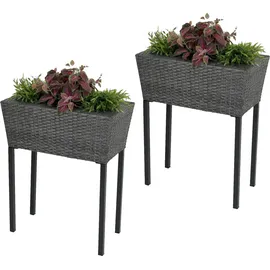 Harms DS Hochbeet, Rattan-Optik, 2er Set, Pflanzkasten