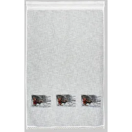 HOSSNER - ART OF HOME DECO Gardine "Weihnachtsmann" Gr. 1, beige, B:90cm H:150cm, Organza, Polyester, HOSSNER - ART OF HOME DECO, Gardinen, Gardine, Landhaus-Look