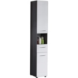 trendteam Hochschrank Line/Skin Sardegna Rauchsilber Hochglanz Tiefzieh 30x182x31 cm