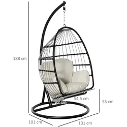 Outsunny - Hängesessel - 101Lx101Wx188Hcm - Schwarz