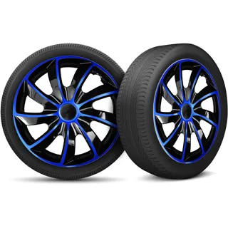 Radkappen 17 Zoll Radzierblenden 4er Set passend für alle Stahlfelgen - Einstellbarer Sicherungsring - Schwarz Blau