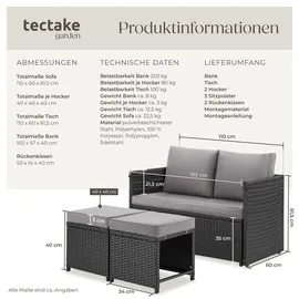 Tectake Monopoli Rattanlounge-Set 4-tlg. schwarz