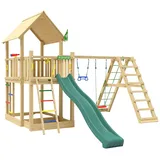 Jungle Gym Spielturm JUNGLE GYM "Majesty", grün (dunkelgrün), Spieltürme, KinderB:435cm H:349cm T:452cm, Holz, Spielanlage mit Schaukel, Kletterbock und Rutsche mit Wasseranschluss, B:435cm H:349cm T:452cm
