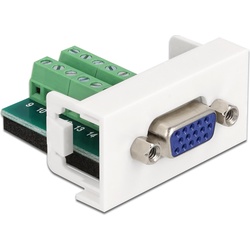 Delock Easy 45 Modul VGA Buchse zu 16 Pin Terminalblock 22,5 x 45 mm (4 Pin Terminalblock, 3 Pin Terminalblock, 4.30 cm), Data + Video Adapter, Weiss