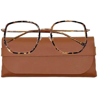 TREABEAR Blaulichtfilter Brille, Brille Herren, Brille Ohne Stärke Herren, Anti Blaulicht Brille, Blaulichtfilter Brille Damen Leopard, Brille Damen, Modische Brille, Blaulicht Blocker Brille - 50-140-140