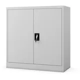 Jan Nowak Aktenschrank Metall Büroschrank abschließbar 90 cm BEATA 2 Böden Stahl (Stahl 0,6 mm Wandmontage möglich PZH-zertifiziert 93 cm) Aktenschrank 30 Ordner Schloss 2 Schlüssel kompakt 13 Farben grau