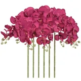 ICBOX Künstliche Orchideen, 91 cm, 6 Stück, künstliche Orchideen, Samt-Orchideen, künstliche Orchideen, lange Stiel, künstliche Blumen für hohe Vase für Zuhause, Hochzeitsdekoration, Fuchsia, 6 Stück