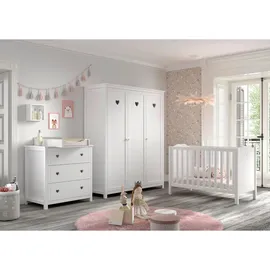 Vipack Babyzimer AMORI in Kiefer MDF, teilmassiv, Weiß