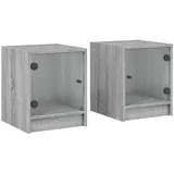 vidaXL Nachtschrank mit Glastüren 35 x 37 x 42 cm Grau