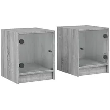 vidaXL Nachtschrank mit Glastüren 35 x 37 x 42 cm Grau