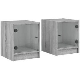 vidaXL Nachtschrank mit Glastüren 35 x 37 x 42 cm Grau