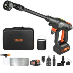 VEVOR Akku Hochdruckreiniger Kabellos Wasser Druckreiniger Spritzpistole Druckreinigerpistole (250W 21V, 50bar, zur mobilen Reinigung und Bewässerung, 4L/min, inkl. Zubehör, Ladegerät)
