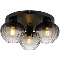 Nowa Deckenlampe 3 flammig Retro Rauchglas Deckenleuchte Wohnzimmerlampe Flurleuchte,