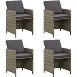 vidaXL Polyrattan Gartenstühle 52 x 56 x 85 cm grau 4 St. inkl. Kissen 316747
