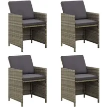 vidaXL Polyrattan Gartenstühle 52 x 56 x 85 cm grau 4 St. inkl. Kissen 316747