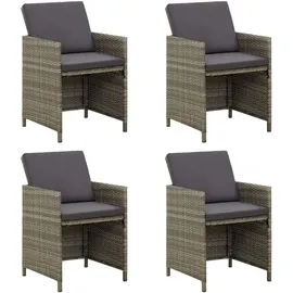 vidaXL Polyrattan Gartenstühle 52 x 56 x 85 cm grau 4 St. inkl. Kissen 316747