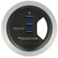 DeLOCK Tisch-Hub, 3x USB-A 3.0, Cardreader, USB-A 3.0 [Stecker] (62869)