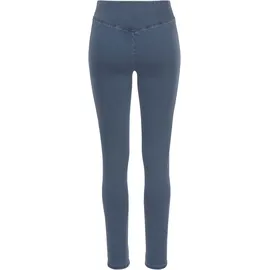 Buffalo Jeggings BUFFALO, Damen, Gr. 40, N-Gr, blau (jeansblau, blau), Web, Obermaterial: 69% Baumwolle, 21% Polyester, 8% Viskose, 2% Elasthan, unifarben, Basic, figurbetont, Hosen Jeggings, mit breitem Bund