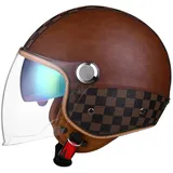 Motorradhelm Rollerhelm Retro Helm Motorrad Mit Doppelbrille Herausnehmbares Futter Chopper Helm Mit ECE Zulassung Motorradhelm Halbschale Für Erwachsener Herren Damen