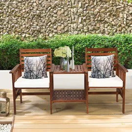 komfotteu Gartenbank 2-Sitzer mit Tisch 160 x 60 x 90 cm Braun