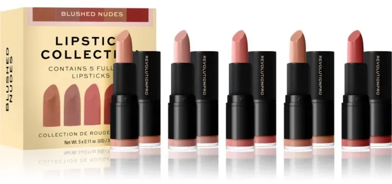 Revolution PRO Lipstick Collection Satin-Lippenstift geschenkset Farbton Blushed Nudes 5x3,2 g
