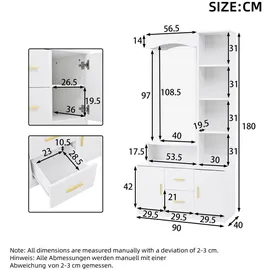 stilvora Garderobenschrank 90x180x40 cm Weiß