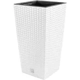 Blumentopf + Einsatz Blumenkübel Rattan RATO SQUARE 32cm Weiß