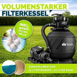 tillvex Sandfilteranlage schwarz 7.900 l/h