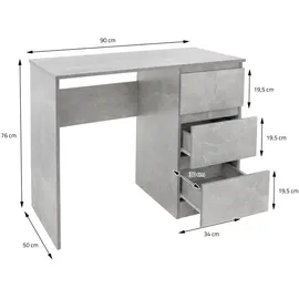 ML-Design Schreibtisch mit 3 Schubladen Arbeitstisch