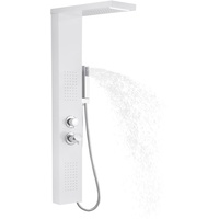 JOIEYOU Duschpaneel Edelstahl Duschsysteme Gebürstet Duscharmatur Duschsäule Regendusche Duschset mit Regenduschkopf für Dusche und Bad(Weiß)