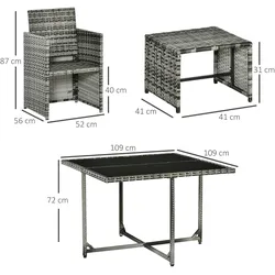 Outsunny - Garten Essgruppe - 109L x 109B x 72H cm - dunkelgrau