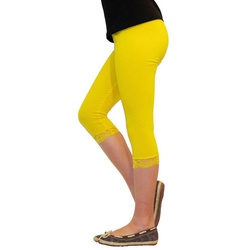 YESET Caprihose Mädchen Kinder Leggings Leggins Hose Capri 3/4 kurz Spitze Baumwolle G gelb 134